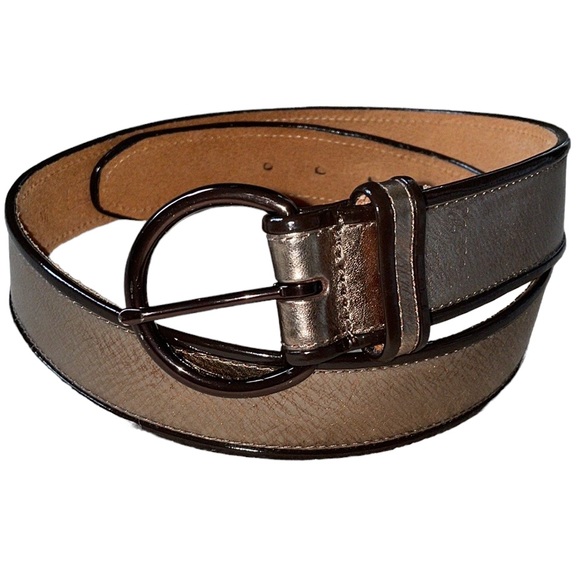 Fossil Genuine Leather Gold Metallic Brown Belt, Size Medium - Picture 2 of 11